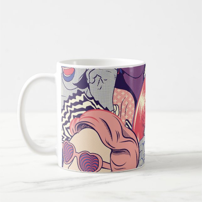 Caneca De Café Padrões Sem Olhos De Gengivas De Arte Pop. Backgr (Esquerda)