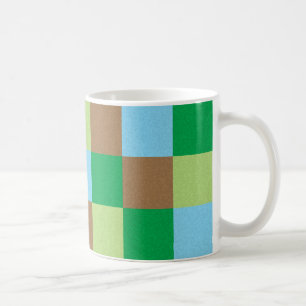 Caneca De Café Padrões verdes e castanhos azuis