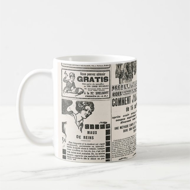 Caneca De Café Página de jornal com anúncio antigo (Esquerda)