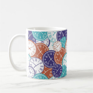 Caneca De Café Página Divertida Cheia de Relógios