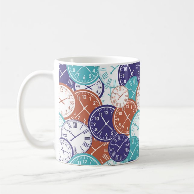 Caneca De Café Página Divertida Cheia de Relógios (Esquerda)