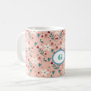 Caneca De Café Página inicial do padrão rosa cor-de-rosa legante