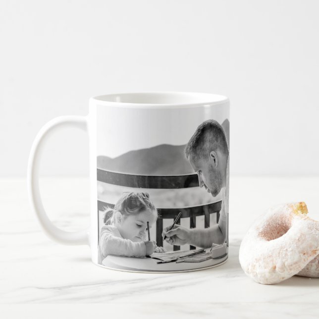 Caneca De Café Pai Adicionar Sua Própria Foto Personalizada (Com Donut)