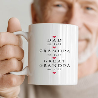 Caneca De Café Pai | Avô | Bisavô Ano Est.