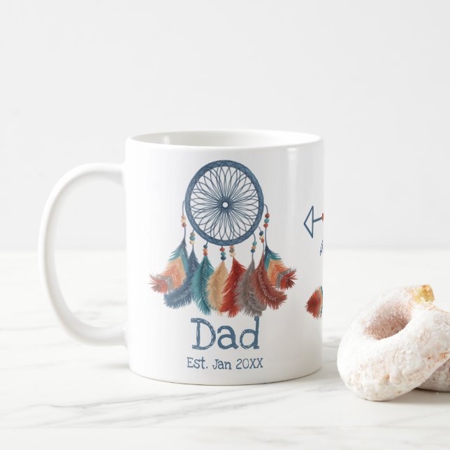 Caneca De Café Pai Boho Est. Caçador de Sonhos (Com Donut)