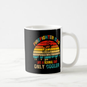 Caneca De Café Pai bombeiro vintage retrô como um pai normal 