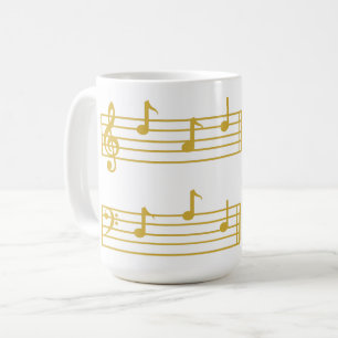 CANECA DE CAFÉ PAI BRANCO E DOURADO DO AMOR DE MÚSICA NOTA TRIBUN
