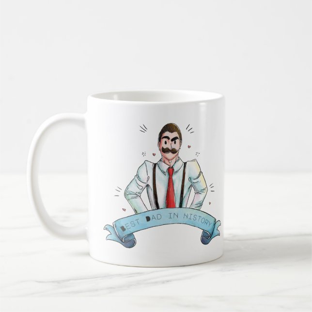 Caneca De Café Pai de Aquarela em Suspender (Esquerda)