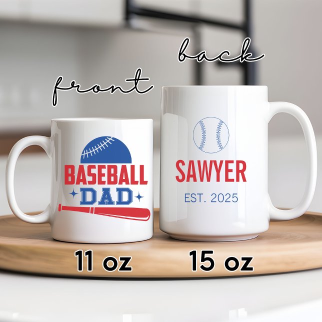 Caneca De Café Pai de beisebol - Presente personalizado para o Di (baseball dad mug, personalized baseball mug, father's day mug, gift for dad, birthday gift for dad,)