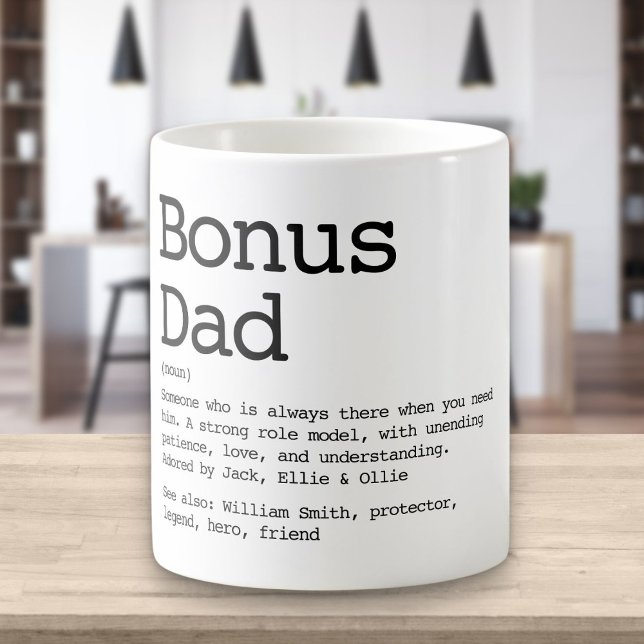 Caneca De Café Pai De Bono Definição De Stepdad Preto E Branco (Criador carregado)