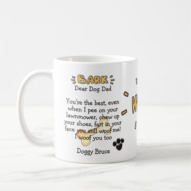 Caneca De Café Pai De Cachorro Engraçada, Bonitinha, Maçã Persona (Esquerda)
