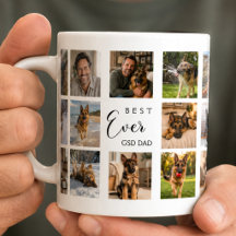 Pai de cachorro GSD fotocolagem preto e branco