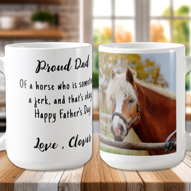 Caneca De Café Pai de Cavalo - Foto Personalizada Engraçada Eques (Criador carregado)