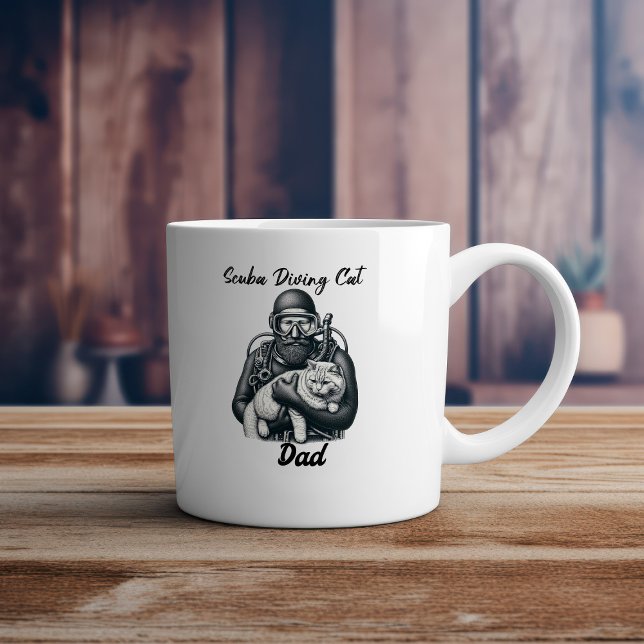 Caneca De Café Pai de Gato de Divisor de Scuba Marinha (Criador carregado)