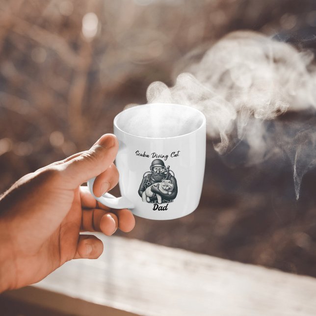 Caneca De Café Pai de Gato de Mergulho Marinho (Criador carregado)