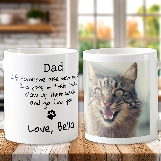 Caneca De Café Pai De Gato Engraçado - Foto Personalizada De Pet  (Criador carregado)
