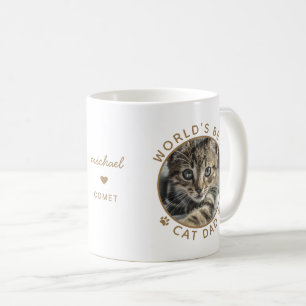 Caneca De Café Pai de Gato Mais Ótimo do Mundo Dourado Nome Perso