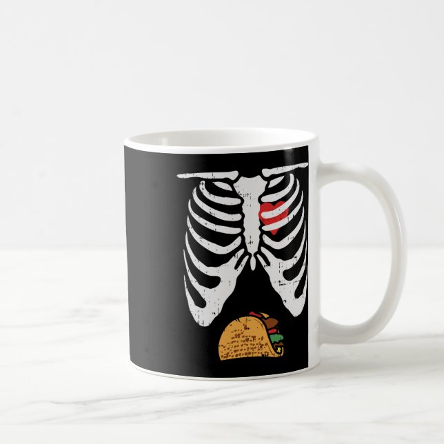 Caneca De Café Pai de Halloween Esqueleto Taco Belly Divertido Gr (Direita)