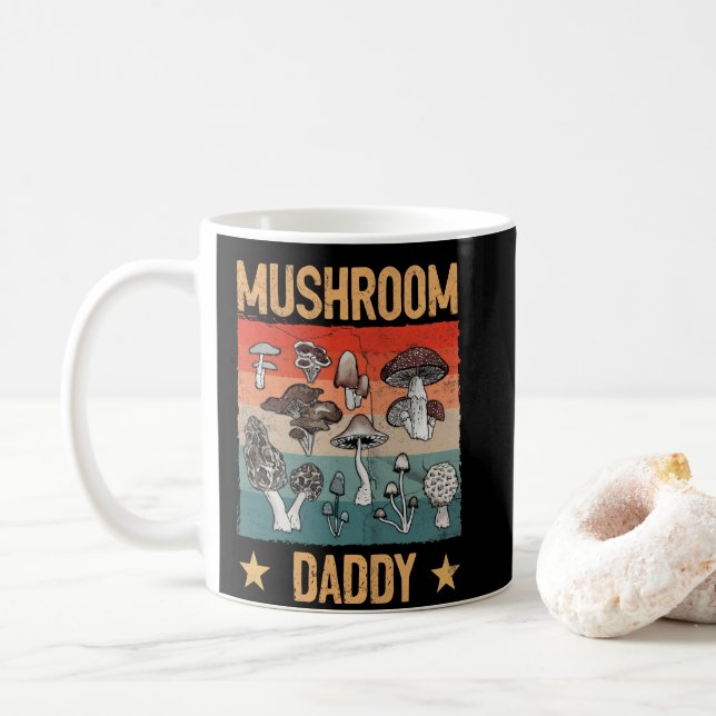 Caneca De Café Pai de Mushroom Retroativo Mycologia Fungi Forjand (Com Donut)