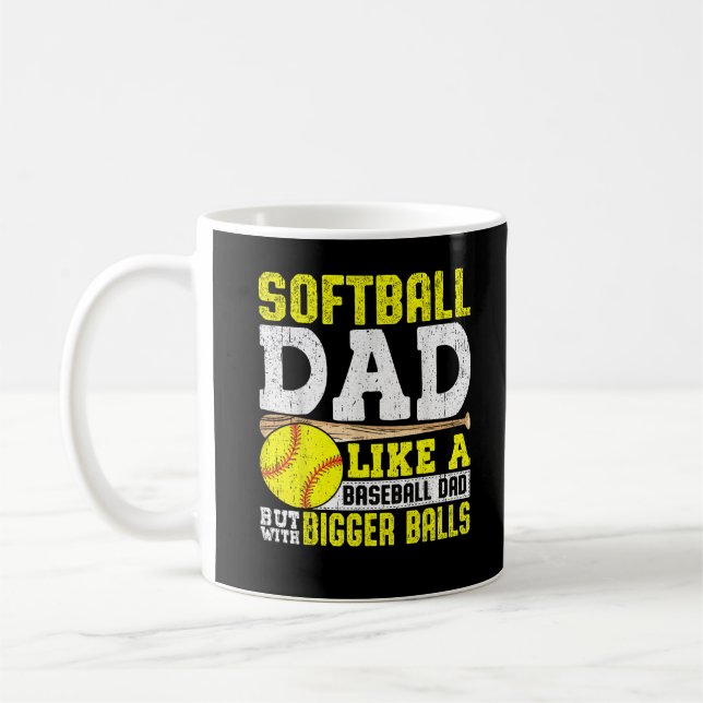Caneca De Café Pai De Softball Como Um Beisebol Com Bolas Maiores (Esquerda)