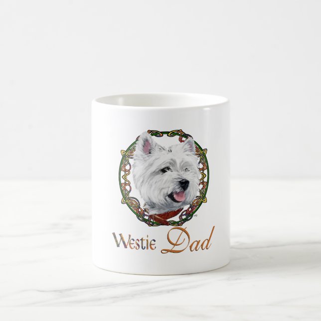 Caneca De Café Pai de Terrier Branco da Highland Oeste e Pups (Centro)