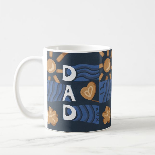 Caneca De Café Pai - Dia de os pais feliz azul (Esquerda)