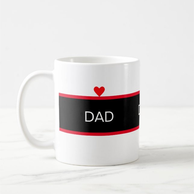 Caneca De Café Pai Elegante com Coração em Preto e Branco (Esquerda)