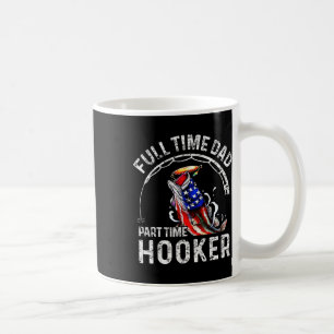 Caneca De Café Pai em Tempo Integral, Pai Pescador Engraçado em T