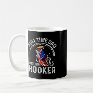 Caneca De Café Pai em Tempo Integral, Pai Pescador Engraçado em T