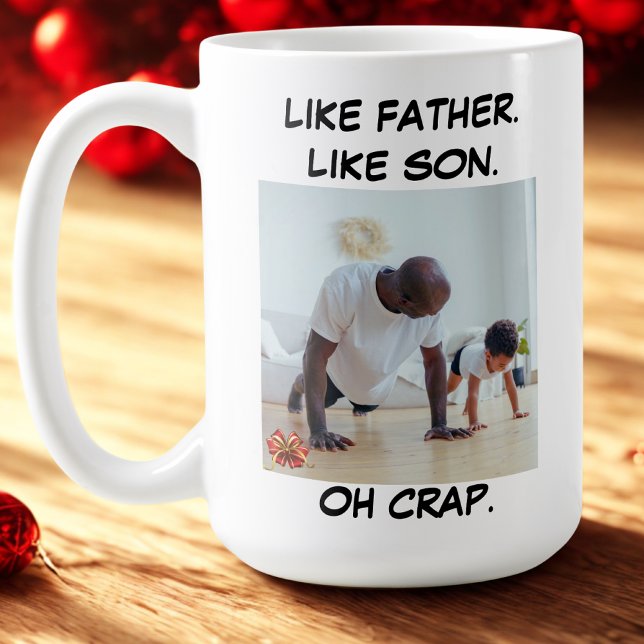 Caneca De Café Pai Engraçado Como Padre Como Filho Dotado De Foto (Criador carregado)