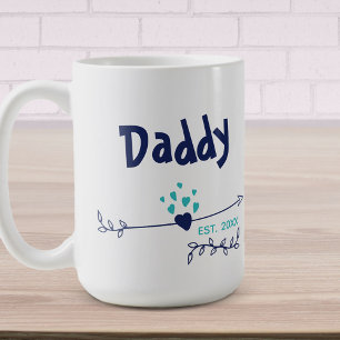 Caneca De Café Pai Est 20xx Corações e Setas Dois Azul de Tom