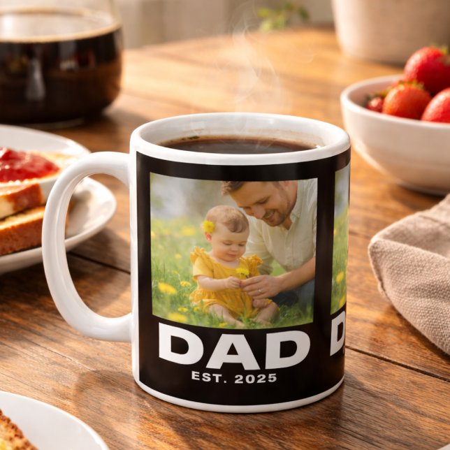 Caneca De Café Pai Estabeleceu Preto 3 Foto (Criador carregado)