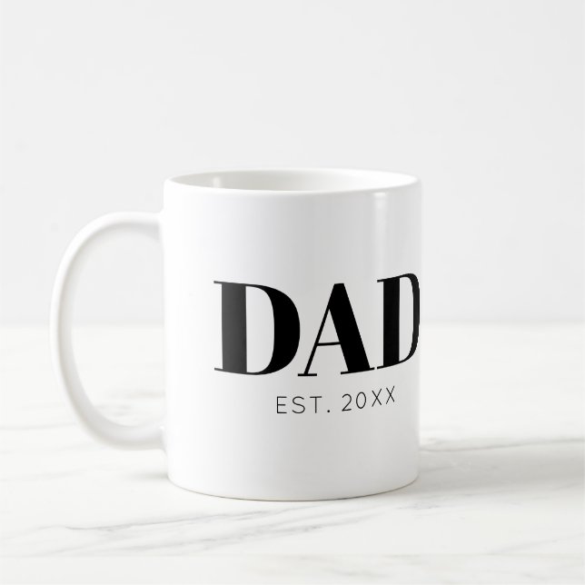 Caneca De Café Pai Estabeleceu Texto Simples Mínimo Ano (Esquerda)