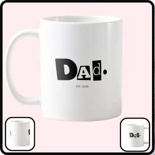 Caneca De Café Pai Estabelecido Moderno Ano Personalizado Negrito