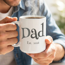 Caneca De Café Pai Estabelecido Novo Pai Simples Negrito Divertid