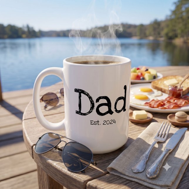 Caneca De Café Pai Estabelecido Preto e Branco Ousado (Criador carregado)