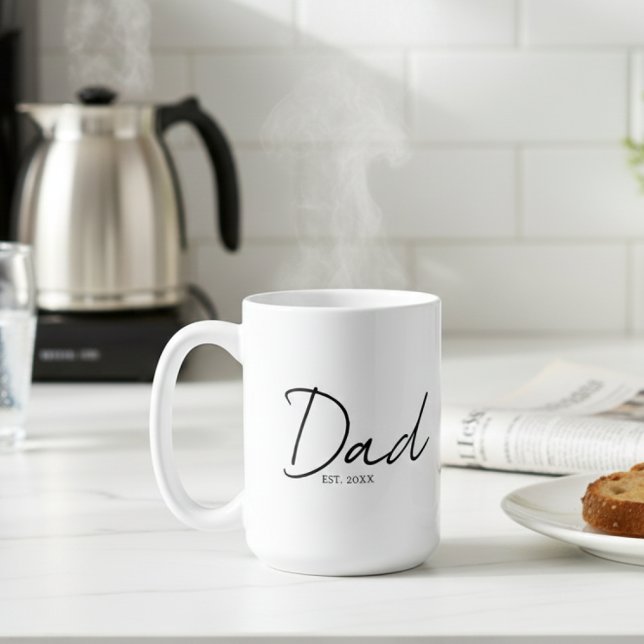 Caneca De Café Pai Estabelecido Rótulo Moderno Preto (Criador carregado)