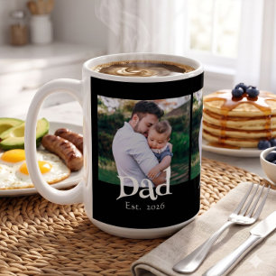 Caneca De Café Pai Fundado Texto Simples e Negrito + Foto Preta