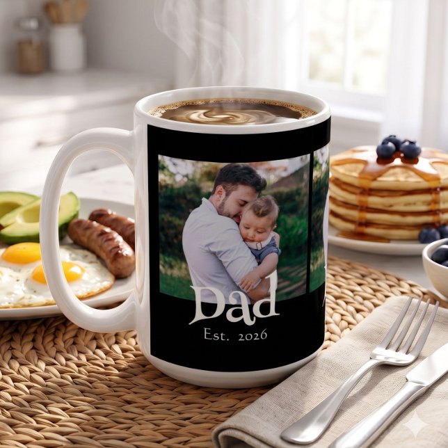 Caneca De Café Pai Fundado Texto Simples e Negrito + Foto Preta (Criador carregado)