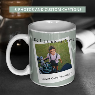 Caneca De Café Pai Golfista Moderno 3 Colagem de Fotos com Legend