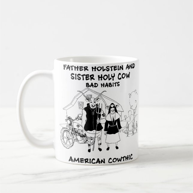Caneca De Café Pai Holstein e hábitos maus da vaca santamente da (Esquerda)