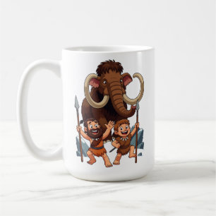 Caneca De Café Pai Homem das Cavernas e Filho Caça ao Mamute