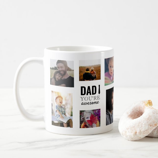 Caneca De Café Pai incrível personalizado da Colagem Multifoto (Com Donut)