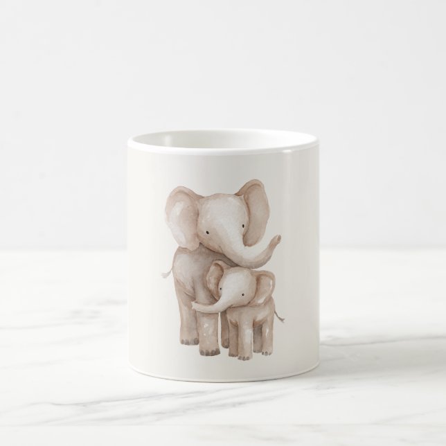 Caneca De Café Pai/Mãe Elefante & Bebê (Centro)