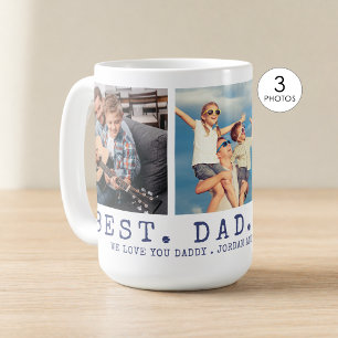 Caneca De Café Pai MELHOR NUNCA 3 Fotos Marinho Azul Personalizad