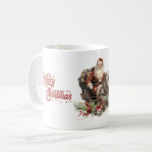 Caneca De Café Pai Natal clássico tradicional com cavalos