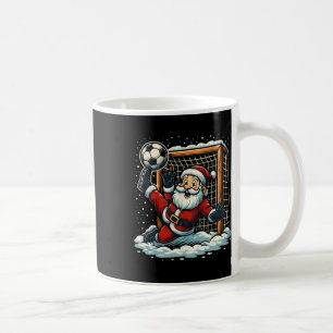 Caneca De Café Pai Natal goleiro de futebol esportes jogando Nata
