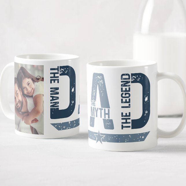 Caneca De Café Pai O Homem O Mito A Legenda Foto Personalizada (Criador carregado)