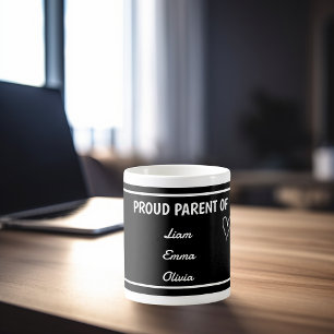 Caneca De Café Pai Orgulhoso de com Nomes Personalizados