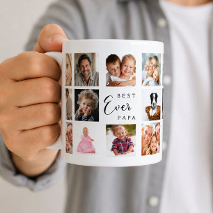 Caneca De Café Pai papai colagem de fotos preto e branco